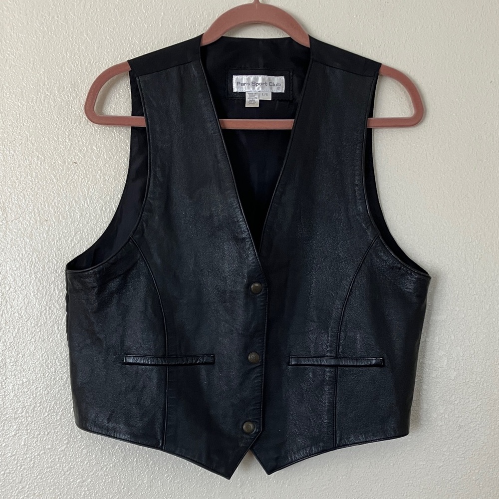 Black Leather Vest by Paris Sport Club - Classic Women's Vest